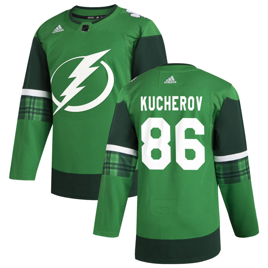 Tampa Bay Lightning 86 Nikita Kucherov Men Adidas 2020 St. Patrick Day Stitched NHL Jersey Green